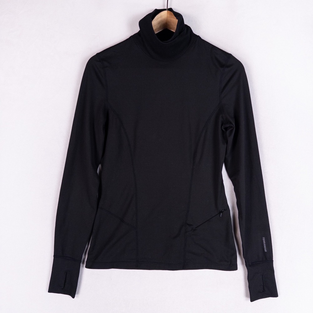 Terramar Womens Climasense 2.0 Turtleneck Base Layer Top Small Black Thermal